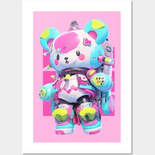 AKBLM - HYPERPOP MECHA メカ MOBILE SUIT KUMA | COOL MECHA ANIME FASHION Posters and Art